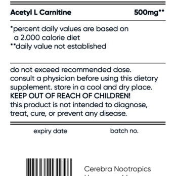 Cerebra's Acetyl L Carnitine label