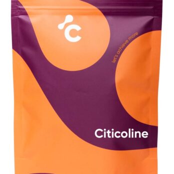 Vooraanzicht van Cerebra's Citicoline kopen capsules in een oranje en rode verpakking voor stemmingsondersteuning