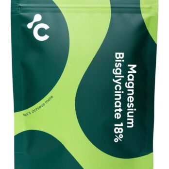 Magnesium -Bisglycinatkapseln in einem grün- und lime -Packack, Frontansicht, Energieergänzung Cerebra