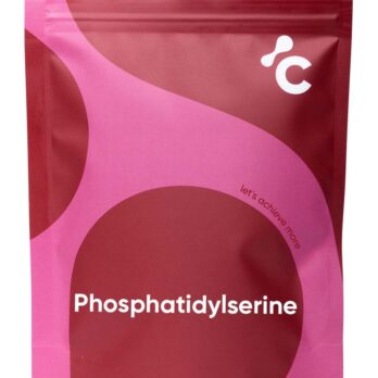 Front view of Cerebra’s Phosphatidylserinecapsules in a red and pink packaging